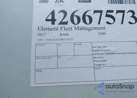2017 Ram 2500 Tradesman 4X4 8' Box from USA, damaged, VIN 3C6LR5AT2HG771227